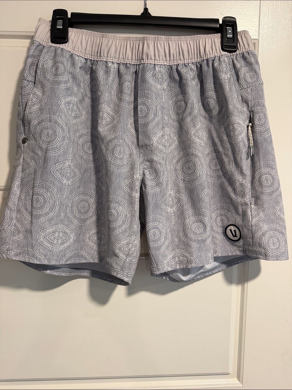 Vuori Light Gray Patterned Athletic Shorts